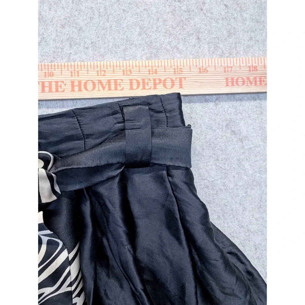 Zara Woman Skirt Women Size 6 Black Cream Abstract Art Nouveau Tie Waist Spain